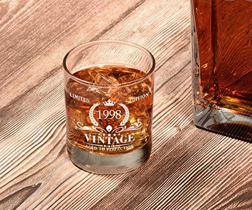 Triwol 1998 25. rođendanski pokloni za muškarce, Vintage Whisky Glass 25 rođendanski pokloni za njega, sina,