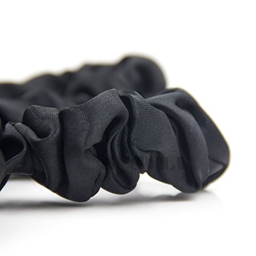Set od 24 crne satenske maramice za kosu za žene elastične vezice za kosu male kose Bobbles tkanine trake