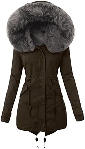 Krzno obložen topli čvrsti kravatni struk Parka ženski kapuljač dugih rukava kaputi za odmor Plus size zimski