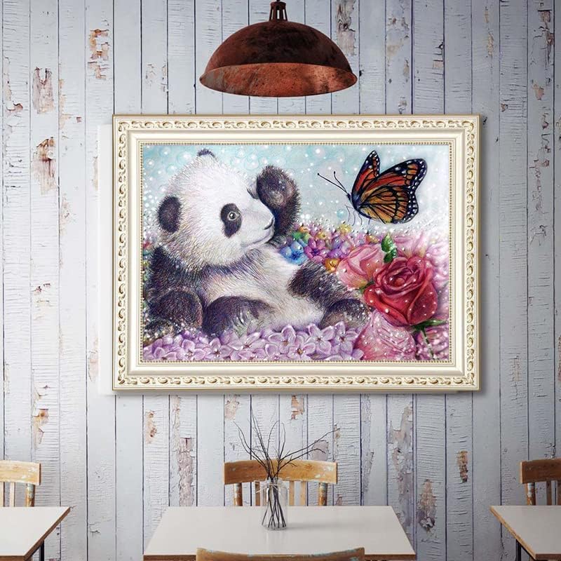 Nivvey Diamond Painting Art Kits Panda i leptir - Dijamantni Craft setovi za odrasle Početnici Stariji ljudi