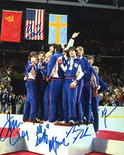1980. Olimpijska hokejaška ručna ruka potpisana 8x10 boja fotografije + COA potpisala 6 do Chris - autogramirane