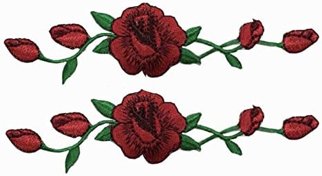 EtDesign Lot 2 kom Rose cvjetni vez glačalo na cvijetu Applique flaster za plovilo, šivanje, odjeća