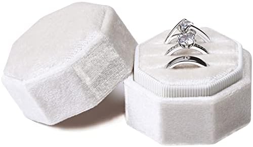 Nikecraft 3 utora za velvet prstenaste kutije za angažman držač prstena osmerokutni nakit čuva skladište