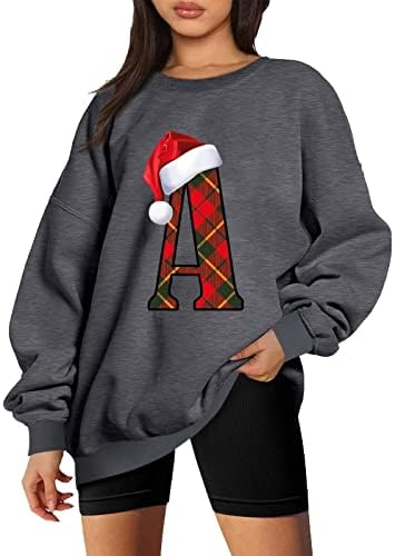 FANDREAM WOMENS grafički duks Božićni print O-izrez Nema kapuljača majica Uniform ugrađenim džemperi za