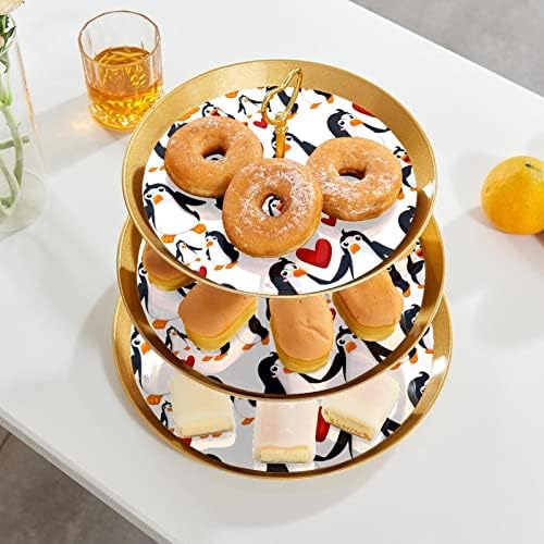 3-komadni sustavi za torte, pingvini zaljubljeni plastični cupcake držač slatkiši za desertni zaslon za