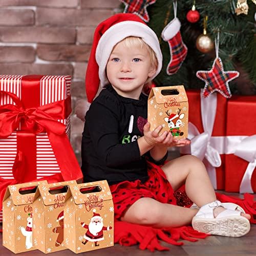 Diydec Božić Kraft papir poslastice kutije, 24kom Božić Goodies Candy poklon torbe kutije za Božić stranke Suppies