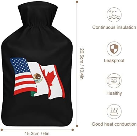 Boca za toplu vodu sa zastavom američke meksičke Kanade sa mekanim plišanim poklopcem topla gumena torba