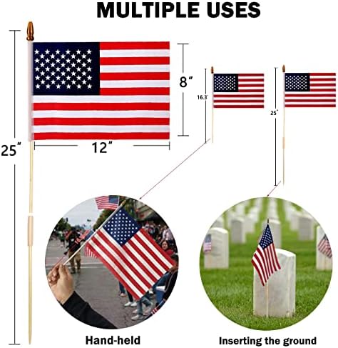 12-pakovanje 8x12 inča američke zastave na štapiću, američke zastave, američka zastava Stick s ručnim i