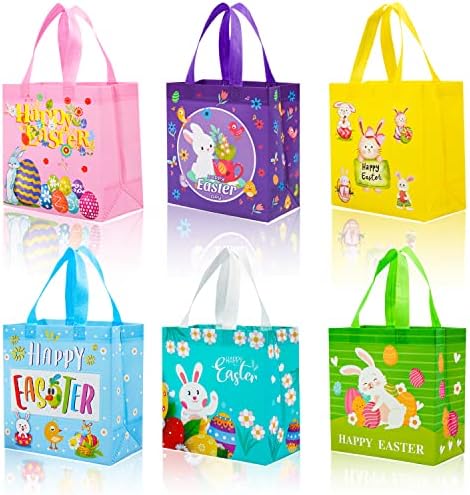 6kom Uskršnje netkane torbe sa ručkom, Happy Easter Gift torbe za djecu, torbe za poslastice zečja zečica,