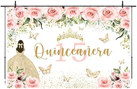 Quinceanera Rođendanska pozadina za Gilrs Mis Quince Anos 15th Sweet 16. rođendanski ukrasi za ruke chic