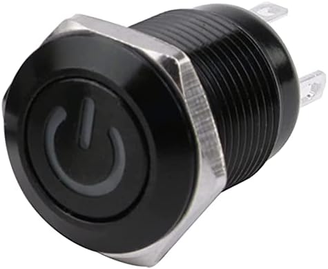 BKUANE 12mm vodootporni oksidirani crni metalni prekidač sa LED lampom Momentalni zasum za zatvaranje računara