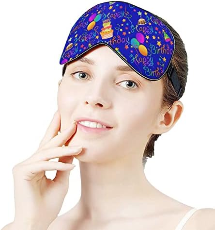 Aiyolee Mekane maske za oči s podesivim kaišom Happy Rođendana Torta Royal Plava maska ​​za spavanje, lagana