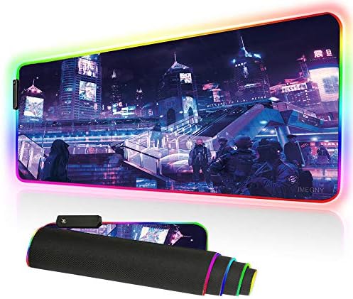 Imegny podloga za miš RGB, XL LED podloga za miš, 10 svetlosnih režima sa neklizajućom gumenom bazom podloga