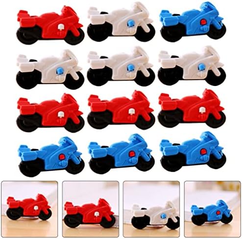 Toyvian Toddler zagonetke 12pcs Mini gumice Novost brisači za brisanje motocikala Zabava motociklističke