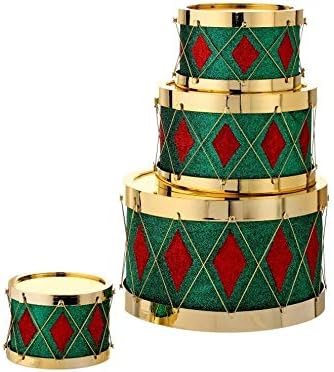 Regency International Glitter Diamond bubanj / kontejner, 4 komada, 5-11 inča, crveno zeleno zlato, plastika