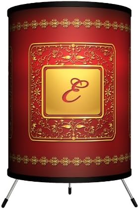 TRI-MNG-GLDRE monogrami Zlatni sa crvenim slovom E Tripod lampa, 8 x 8 x 14