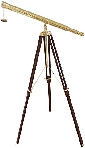 Handmade Marine Navy Shiny Finish Brass Telescope with Brown stativ Vintage Nautical Solid Brass Telescope