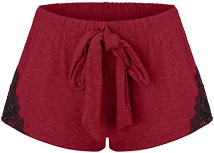 RUIVE Shorts za vježbe za ženske Patchwork čipkaste kratke hlače pojas za sportske Yoga helanke