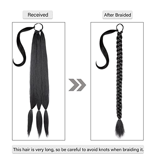 Pleteni rep produžetak s kravatom za kosu 36 inčni pleteni rep produžetak ravno omotajte oko ekstenzija