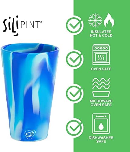 Silipint: silikonske čaše za Pintu: 2 pakovanja Arctic Sky - 16oz neraskidive šolje, fleksibilne, vruće