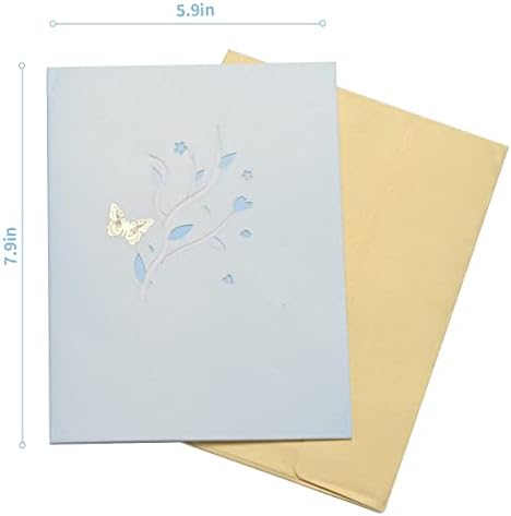 createreedo Pop up kartica sa plavim leptirom ručno rađene leptir pop kartice sa kovertama za razmišljanje