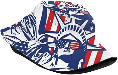 Američka zastava Graffiti Bucket Hat Ribar Hat Beach Travel Sun Hat Vanjska kapa za odrasle muškarci žene