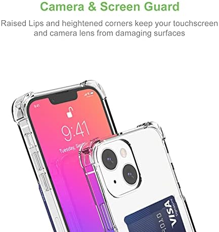 Wuwedo za iPhone 13 Clear Card Case, zaštitni udarni TPU tanka tanka tanka tanka novčanika s držačem kartice