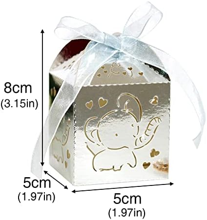 50kom lasersko izrezane kutije bombone sa vrpcama slatka Elephant Hollow dizajn kutija za kolačiće poklon