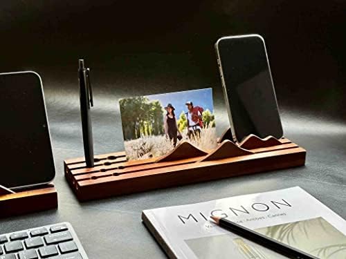 Olovka za olovku olovke za drvo za drvo sa postoljem za telefon, držač za posjetnice, držač za iPad za radnu