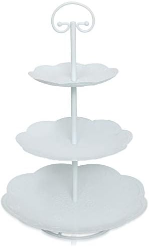 Dekorativna ladica za kružnu aluminijsku službu od 3-nivoa - pocinčani cupcake stalak - vintage kućni dekor