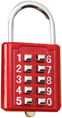 MroMax 10-znamenkasti kombinirani katanac, push gumb Lock Crvena, legura cinka za prtljag za školski ormar,