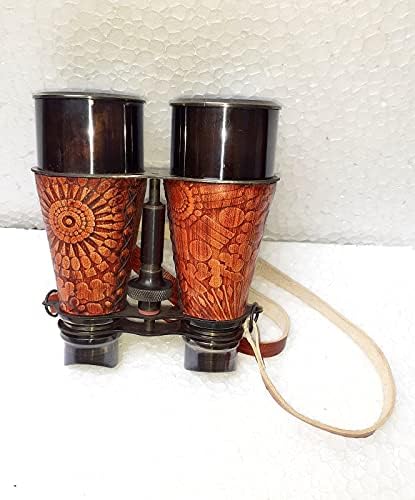 Ganga Nautički 7-inčni Mesingani dvogled sa kožnom navlakom Spyglass ručni dvogled majka poklon viseći dvogled