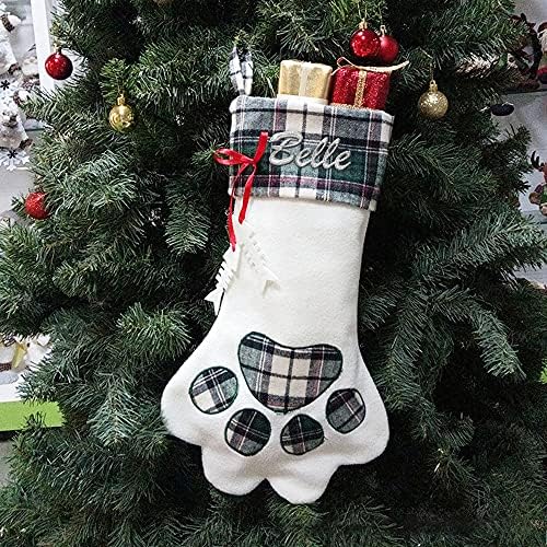 Jack-F Personalizirano božićno čarapa za pse i mačke, oblik šape čarapa prilagođena izvezna sa nazivom kućnog