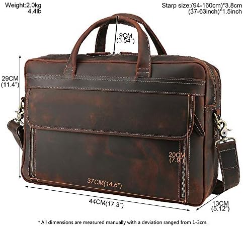 TIDING Muška aktovka od prave kože 17-inčna torbica za Laptop Business Travel Work messenger torba za rame