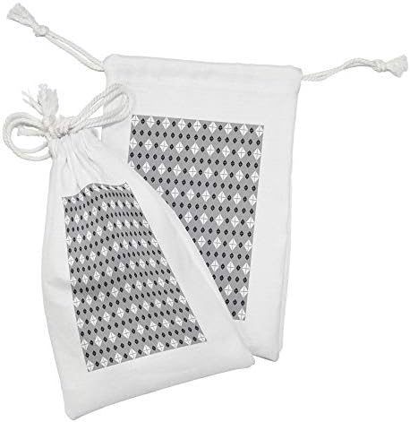 Ambesonne siva geometrijska torbica tkanina set od 2, veliki i mali dijamantni motivi u jednobojnoj stilu,