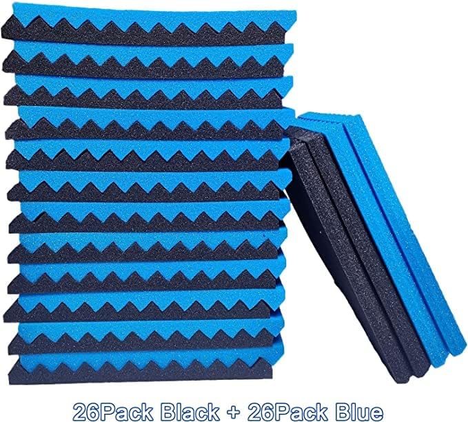 YDHTDLHC 52 pakovanja akustične pjenaste ploče, 1 x 12 x 12 crno / plave akustične klinaste studijske ploče