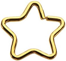 BodyJewelryOnline 16ga podijeljeni prsten u obliku zvijezde savršen za pirsing nosa, topa, Daitha i tragusa-Anodizirani