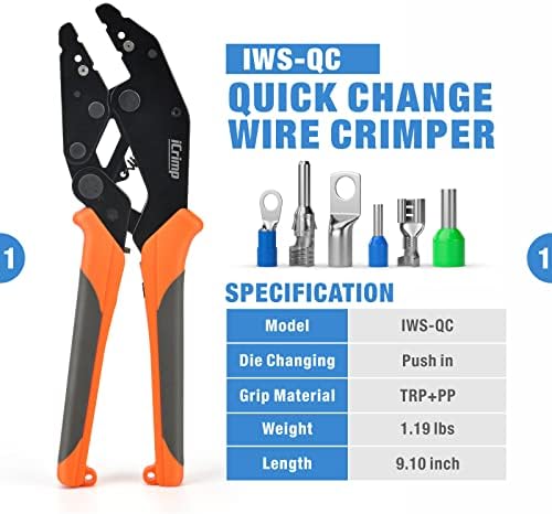 iCrimp Quick Change Ratcheting Wire Crimper set alata za izolovane, termoskupljajuće, Neizolovane terminale,