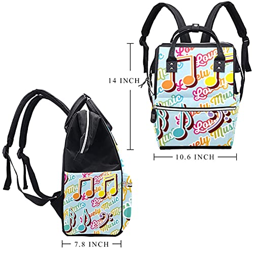 Veliki ruksak za bageru za bebe, šarene violine Ključne i glazbene note postavljaju se torbu za torbu za
