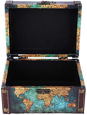 Vintage nakit, kutija za drvo sa poklopcem sa retrom mape mape uzorak male drvene kutije za obrtni drveni
