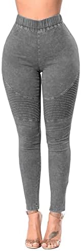 iLUGU ženske visoke struka visoke elastične plisirane male noge Hip Lifting farmerke žene Jean šorc rastezanje