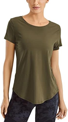 CRZ YOGA ženska Pima pamučna kratka rukava Shirt Shirt Yoga T-Shirt Athletic Tee Top