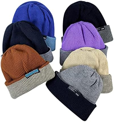 Croogo Unisex reverzibilni pleteni šešir Slouchy kapa kapa zimska topla meka kapa za lobanje pletena skijaška