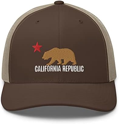 RIVEMUG kalifornijska Republička državna zastava vezeni Kamiondžijski šešir medvjed i zvijezda Snapback