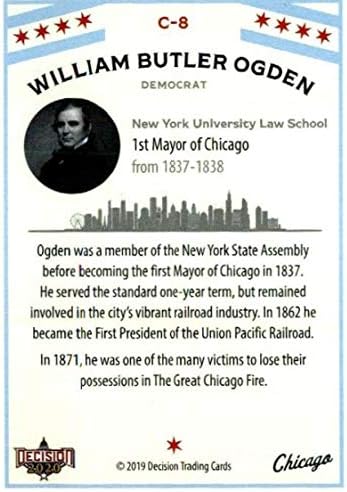 2020. Odluka lišća Chicago Politics C8 William Butler Ogden trgovačka kartica