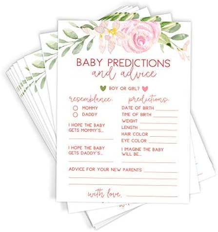 Predviđanja i Savjeti za štampane zabave za tuširanje beba, cvjetne, 50 karata