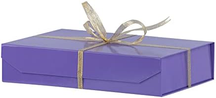 Packgilo 1 pakovanje ljubičaste poklon kutije sa poklopcima malih 12 x 8 x 2,7 inča poklon kutije za poklone za poklone poklon kutije sa vrpcom magnetske poklon kutije Bulk Slatka kutija za pakiranje