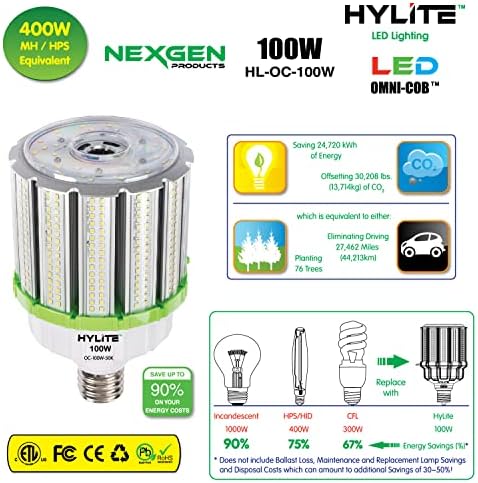 HYLIT LED rasvjeta 100W visoke performanse LED svjetiljke, 360º ,, 50k, 14500 lm, 120 ~ 347V za komercijalno