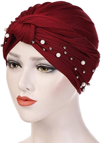 4 komada ženske križnog pamučnog bisernog perla turban šešira Cherce Chemo Beanies CAP Headwrap