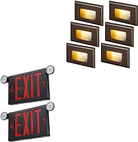 Leonlite Exit Sign Bundle Leonlite Korak Svjetla, 2 pakovanje Crni LED izlaz za svjetla sa svjetlima u nuždi,